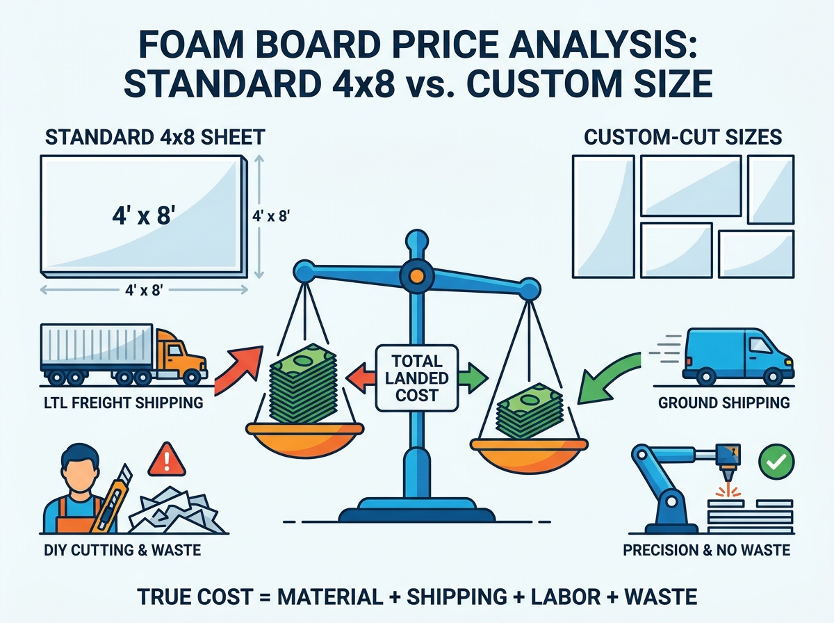 Aangepaste versus standaard prijsvergelijking van foamboard